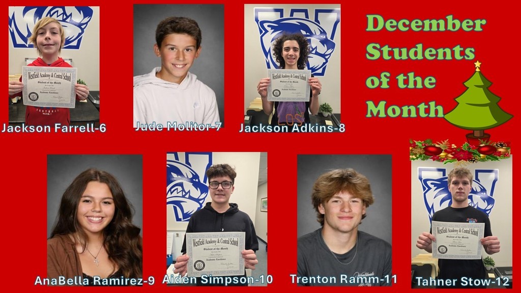 WACS MS-HS Students of the Month DEC 2025