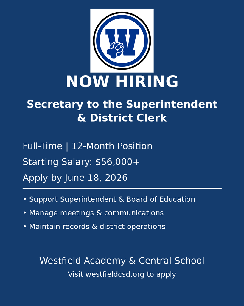 Now Hiring "Secretary to the Superintendent"