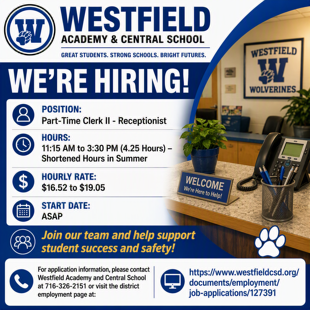 We're Hiring! Part-Time Clerk II - Receptionist