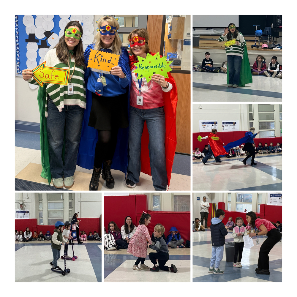 students participate in a school wide assembly reinforcing behavioral expectations