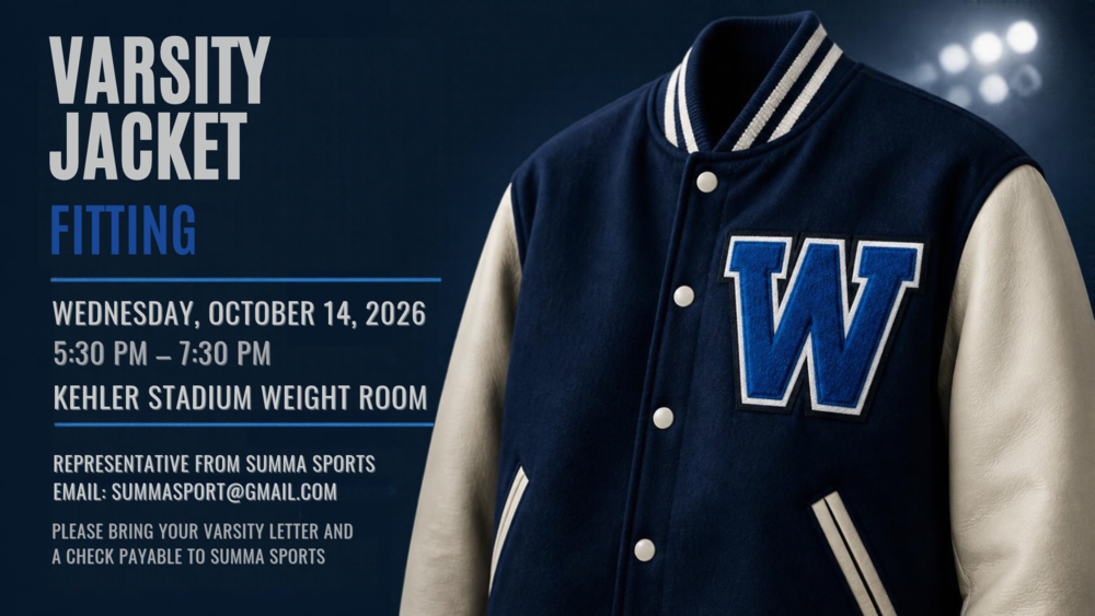 Flyer about a varsity jacket fitting