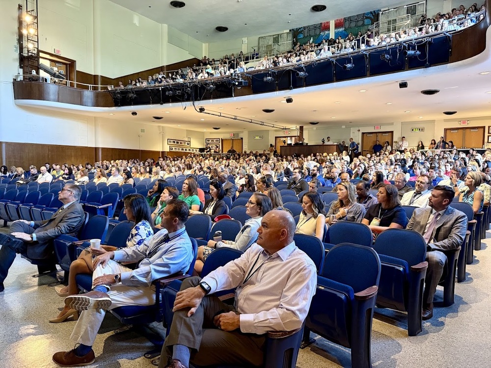 Staff at convocation at Westfield High School Auditorium