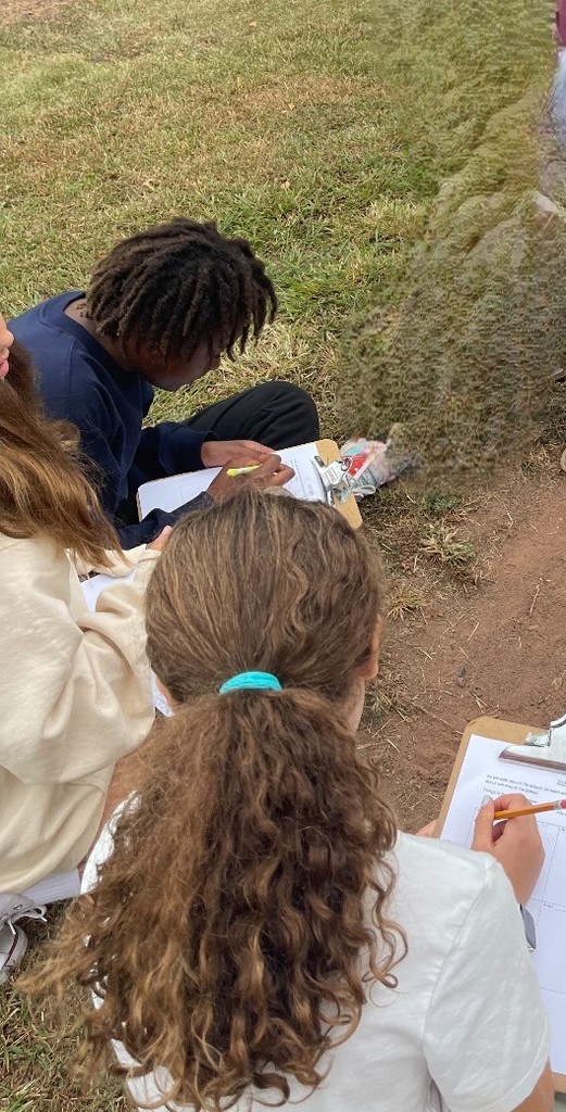 fourth grade students observing soil