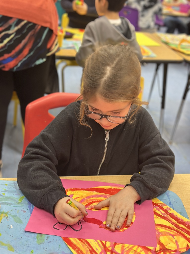 student working on lunar new year art piece