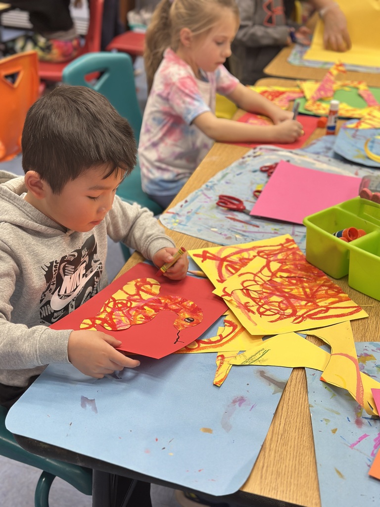student working on lunar new year art piece