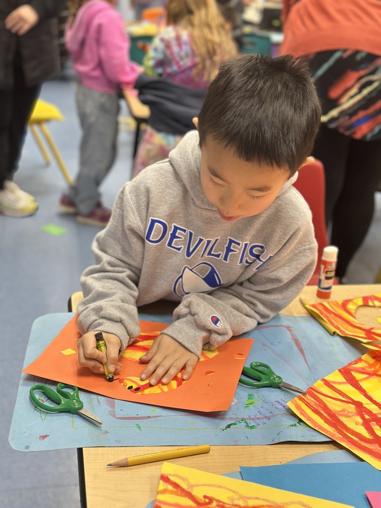 student working on lunar new year art piece