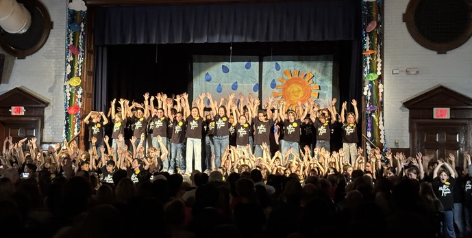 Students on stage