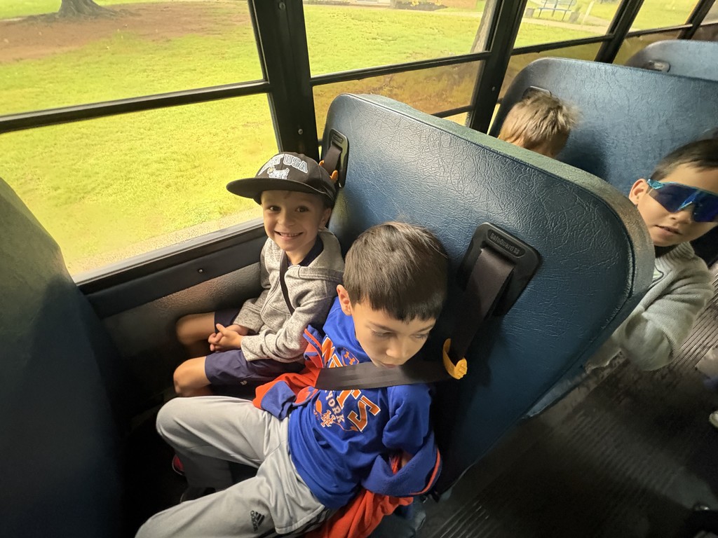 Students riding the bus.