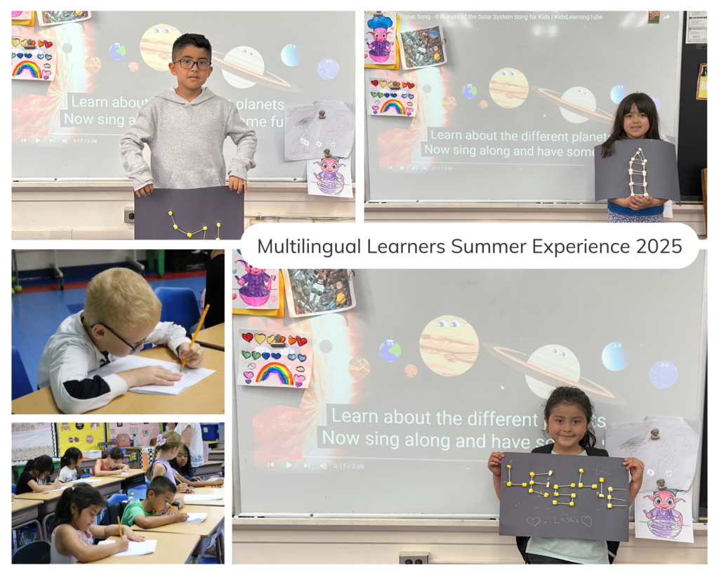 photo collage of students enrolled in multilingual learners two-week camp.