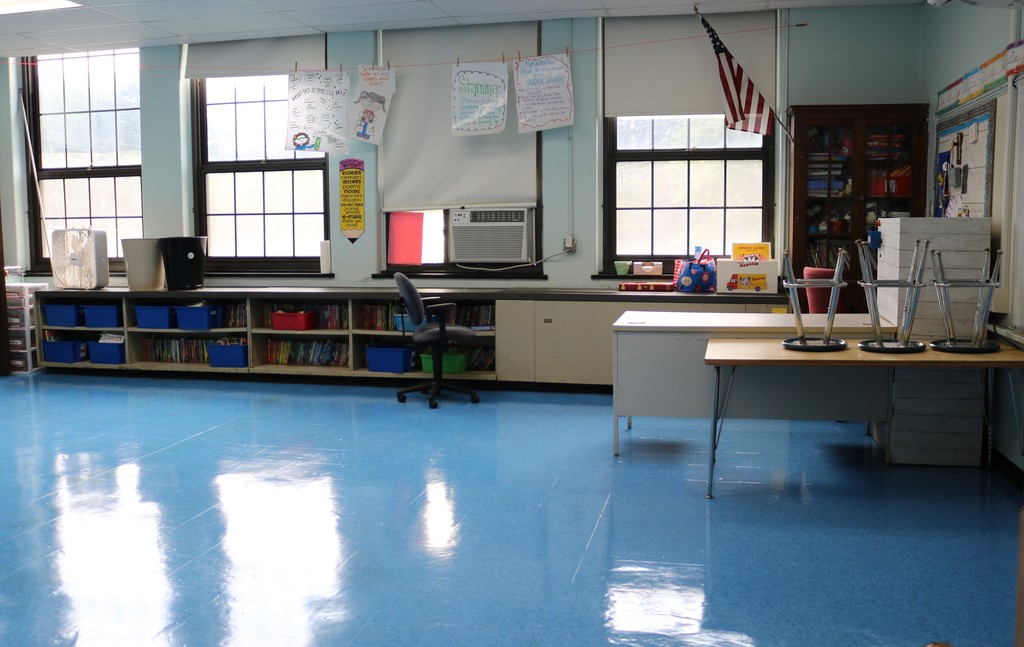 Gleaming classroom floor