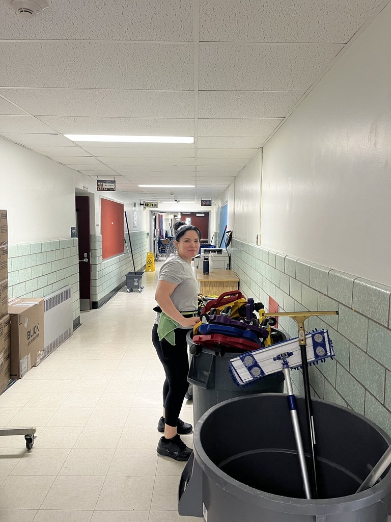 Our custodians work hard cleaning throughout the summer. 