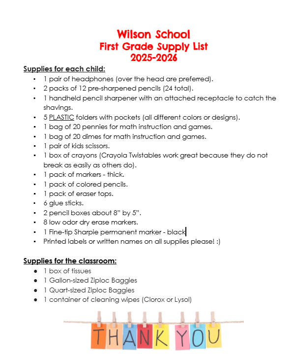 1st Grade List