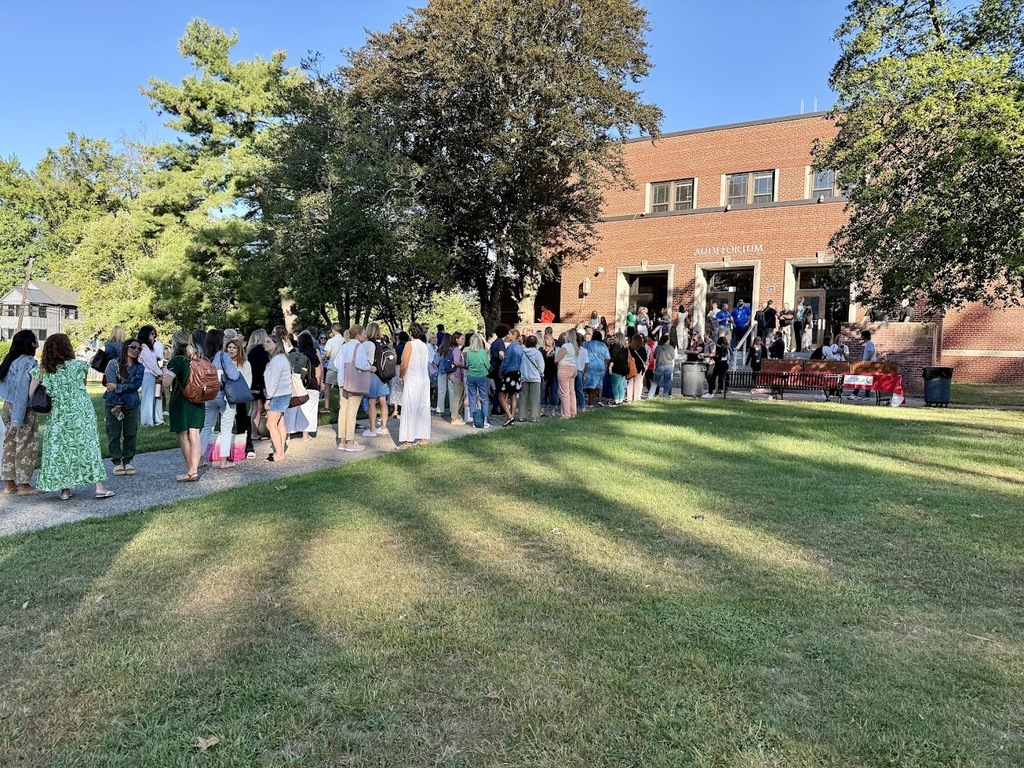 Opening Day Convocation in front of the Westfield High School auditorium