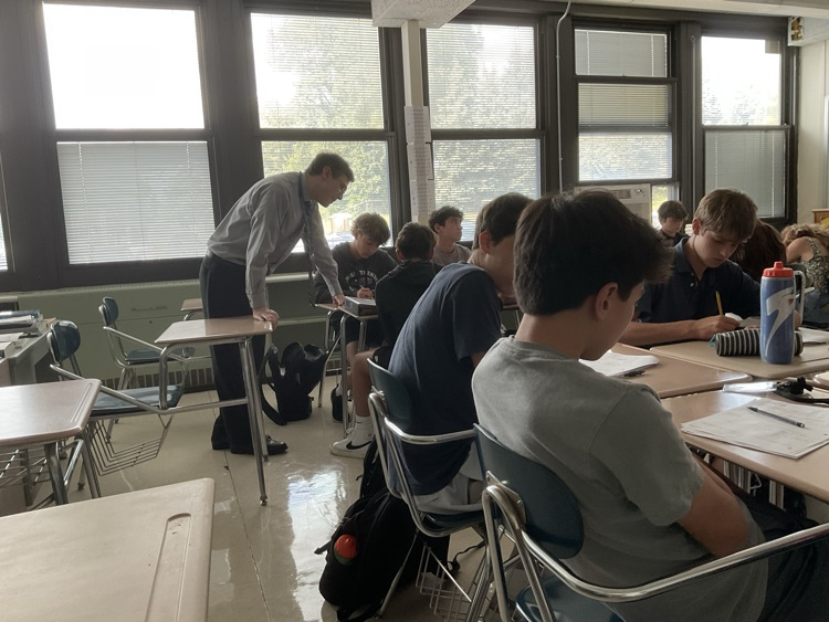 Mr. DeAngelo checking on a student. 