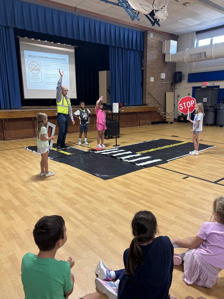 Students practicing how to cross safely.