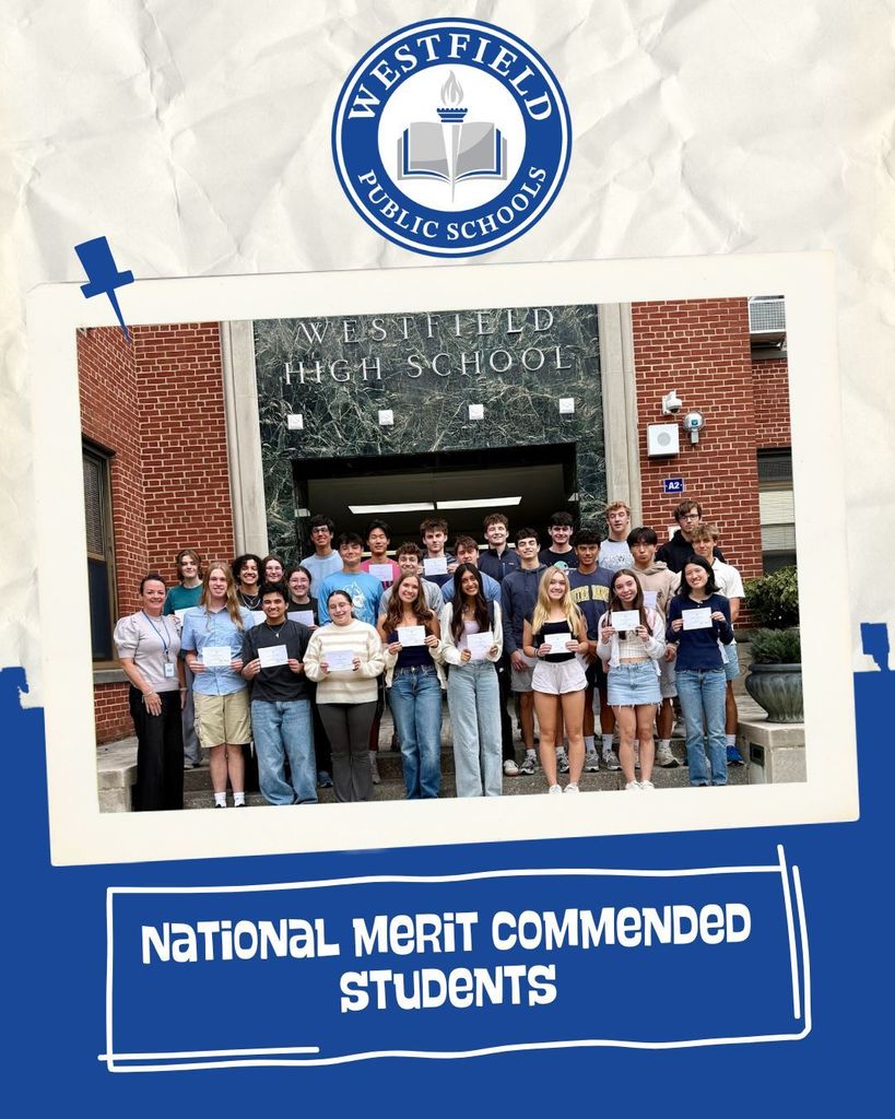 Westfield High School National Merit Commended Students photo with principal
