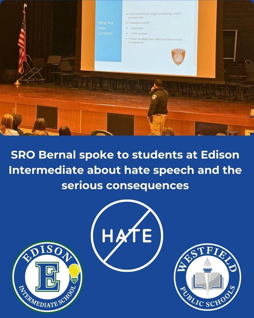Edison students learning about the consequences of hate speech from SRO Bernal