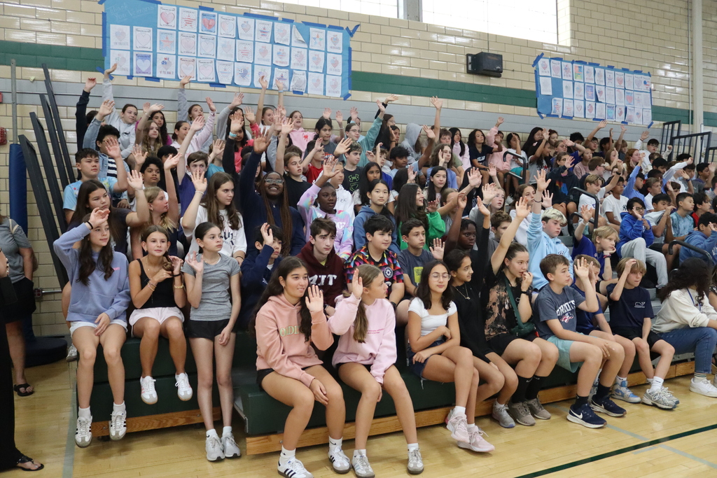 students in bleachers