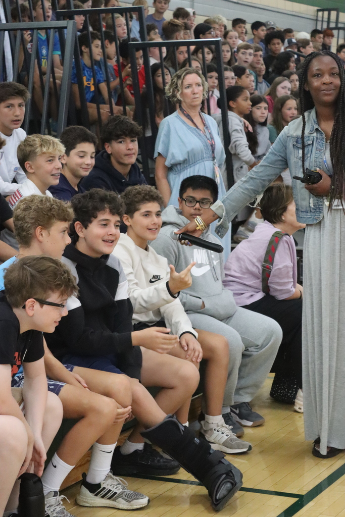 students in bleachers