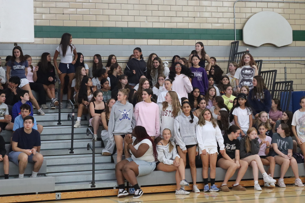 students in bleachers