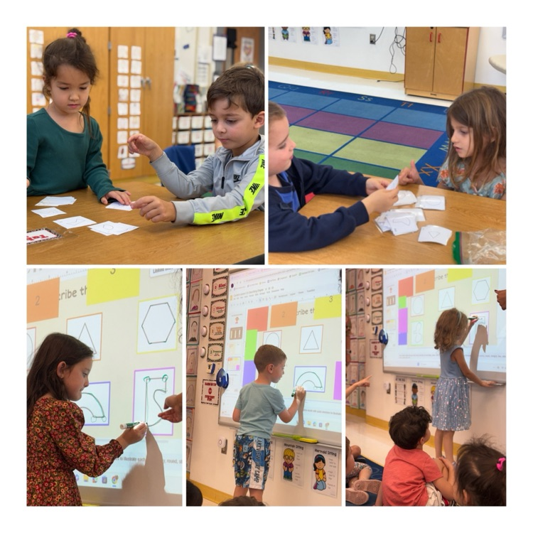 students engage in identifying the qualities of shapes