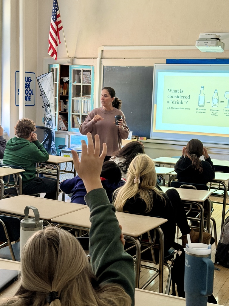 Mrs. Trottere, our Student Assistance Counselor spent the day in the 8th grade Health classes teaching about the dangerous consequences of binge drinking.