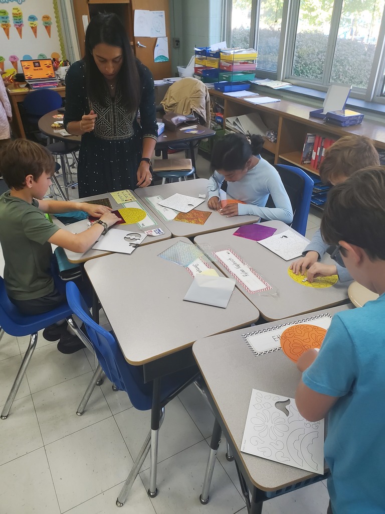 Students doing a craft.