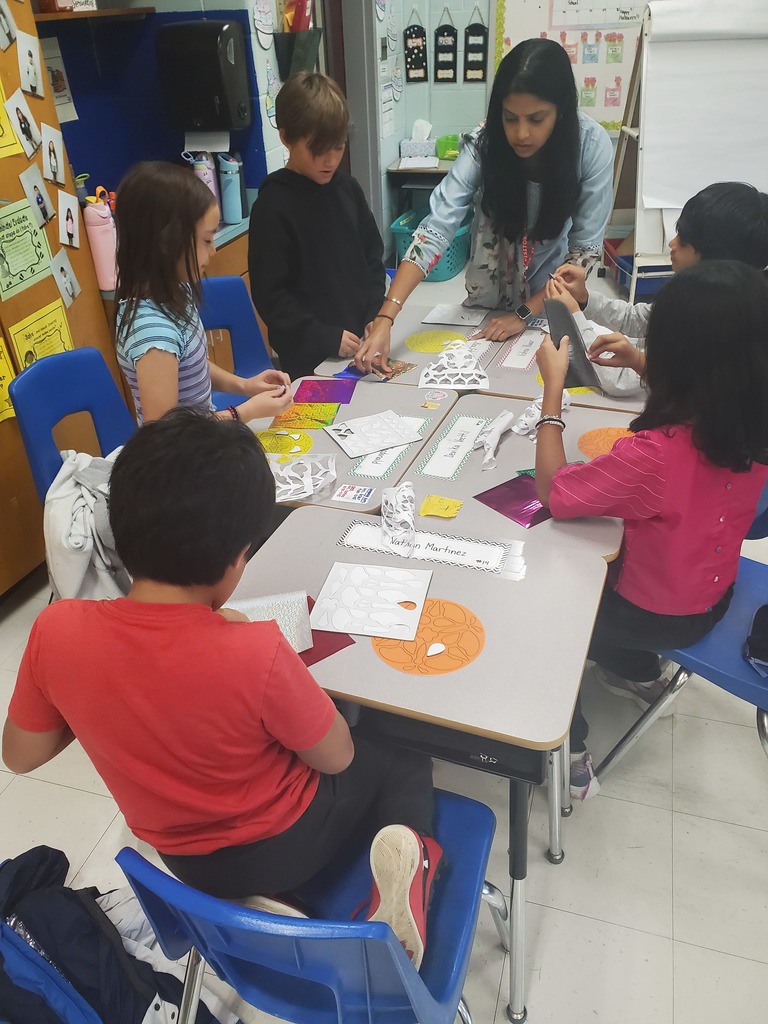 Students doing a craft.