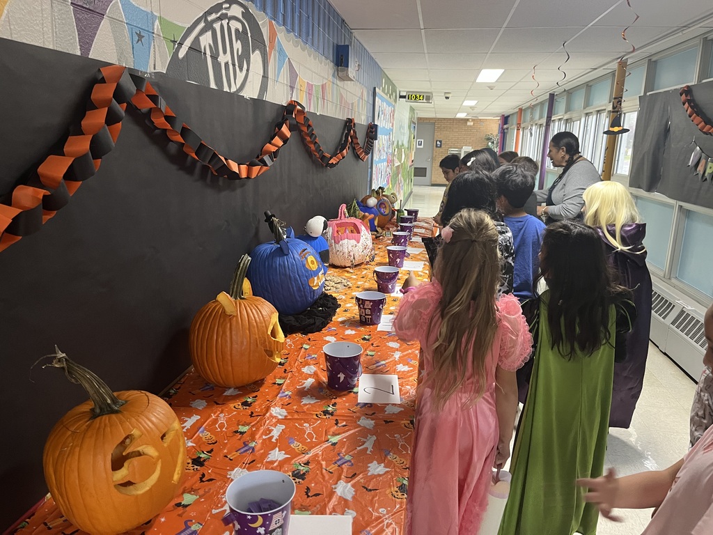Students are admiring the pumpkins.
