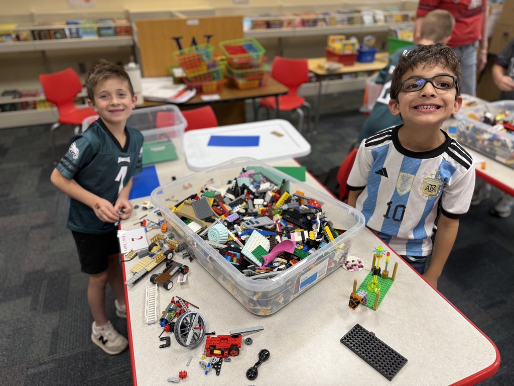 students working on lego design