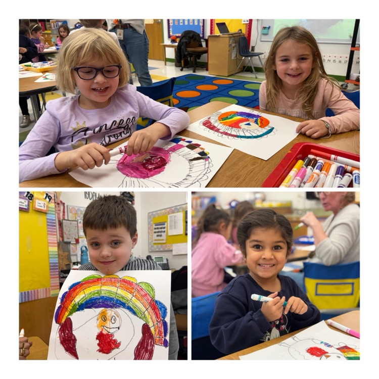 students draw turkeys in art class