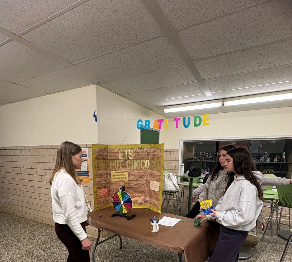Peer leaders explaining activity to a teacher
