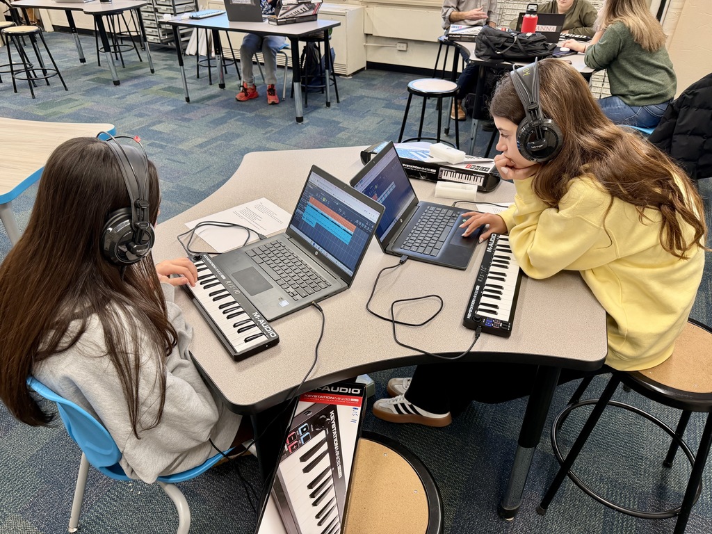 Today, Modern Music students are working on their final assessment for the "Creating Music with DAW" unit. They will compose an original tune, and then be paired up with someone else to "produce" each other's compositions. The producer provides feedback against specific criteria, and the composer will then make corrections.