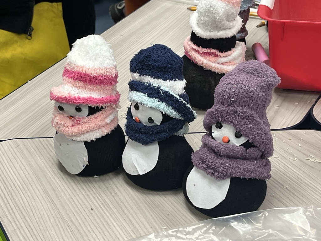 Sock penguins are done.