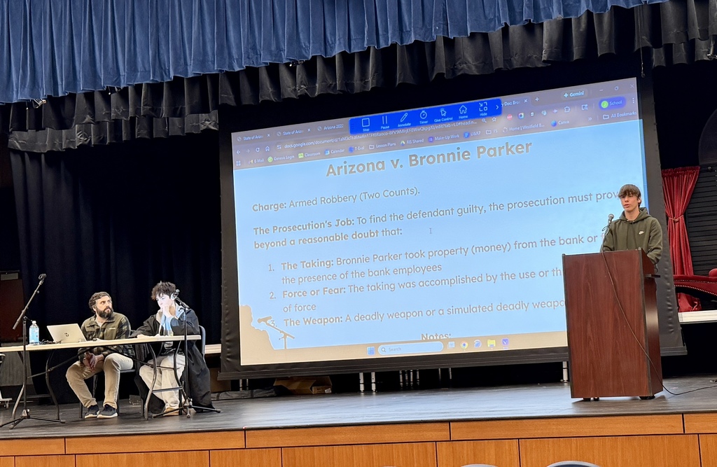 Throughout the month, students have been hard at work preparing for an exciting mock trial! ⚖️🎭 This week, their efforts come to life with a full-fledged trial on stage in the auditorium, complete with a jury of their peers.  Students take on the roles of attorneys, witnesses, and a judge as they present evidence and arguments to persuade their fellow 8th graders. The experience concludes with jury deliberation and a final verdict, bringing learning to life in a fun, engaging, and meaningful way! 👏🎉