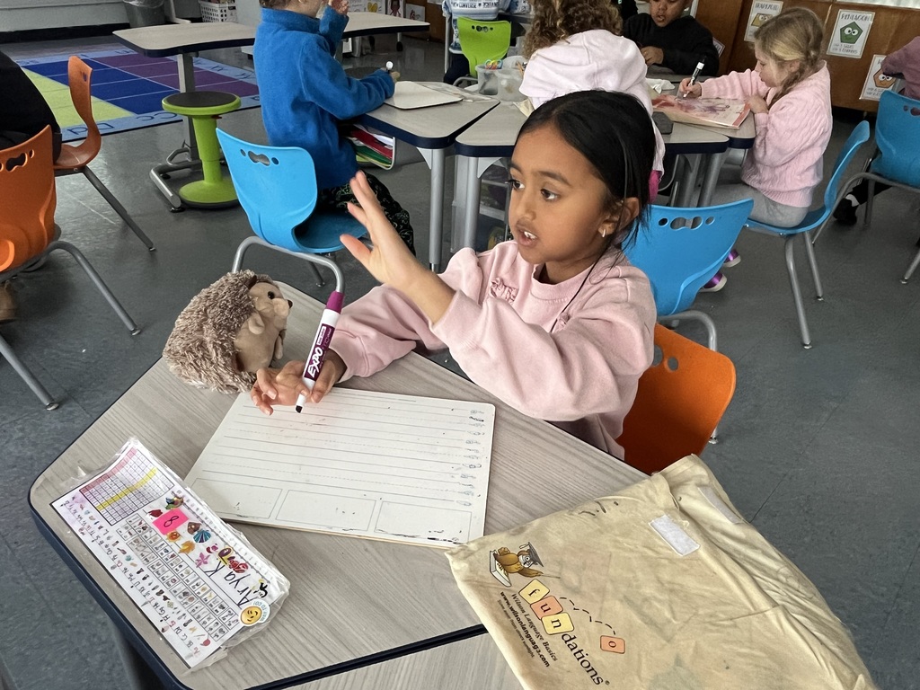 Student is tapping out the sounds in the word.