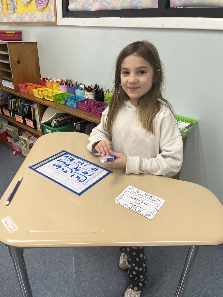Student is proud of her sentence and markings.