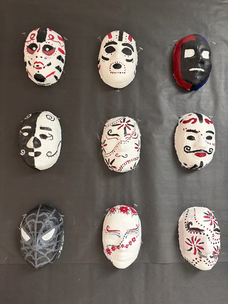 Their hard work has officially come to fruition! 🎭✨ Our 7th grade artists proudly showcase their incredible Japanese Kabuki-inspired masks, crafted from plaster and brought to life with bold Kumadori designs. From forming the base to hand-painting every intricate detail, students demonstrated creativity, patience, and true artistry. Take a look at their amazing work—what a stunning display of talent and craftsmanship!