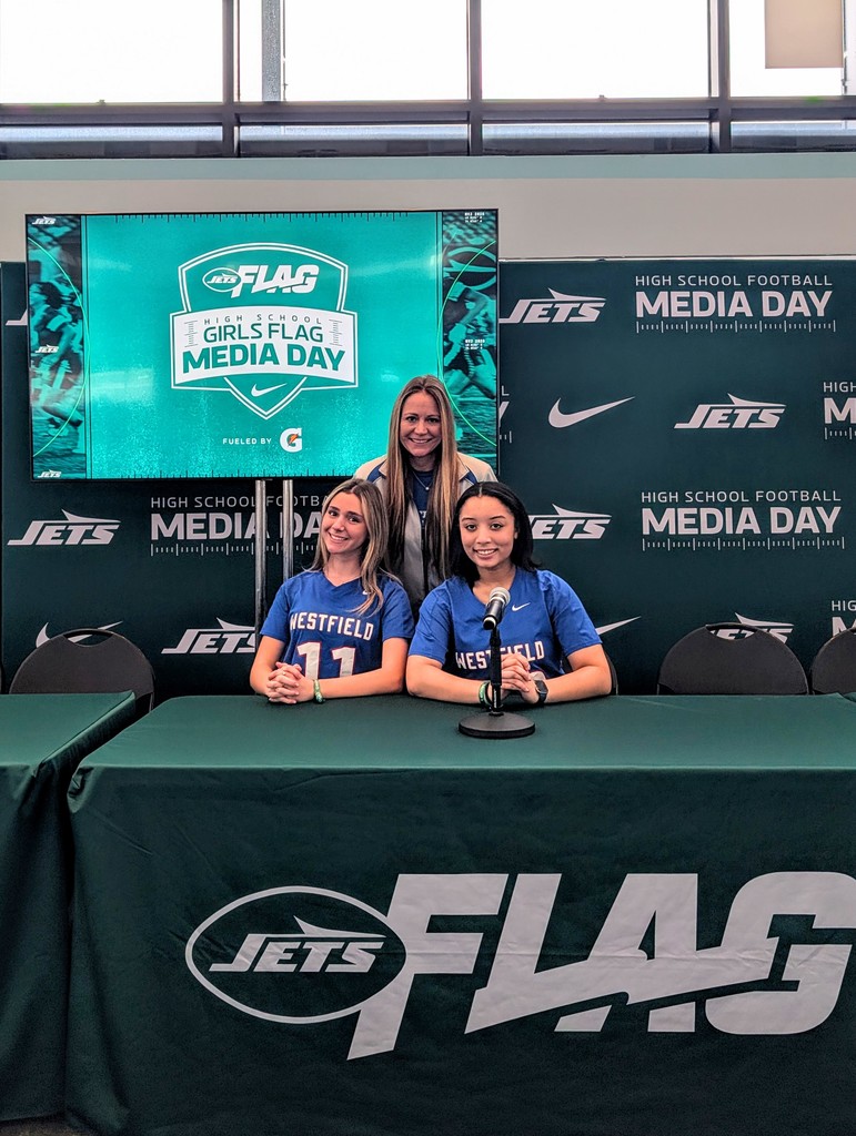 WHS Teacher and Flag Football coach with 2 student athlete representatives