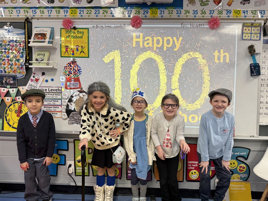 students celebrating 100th day