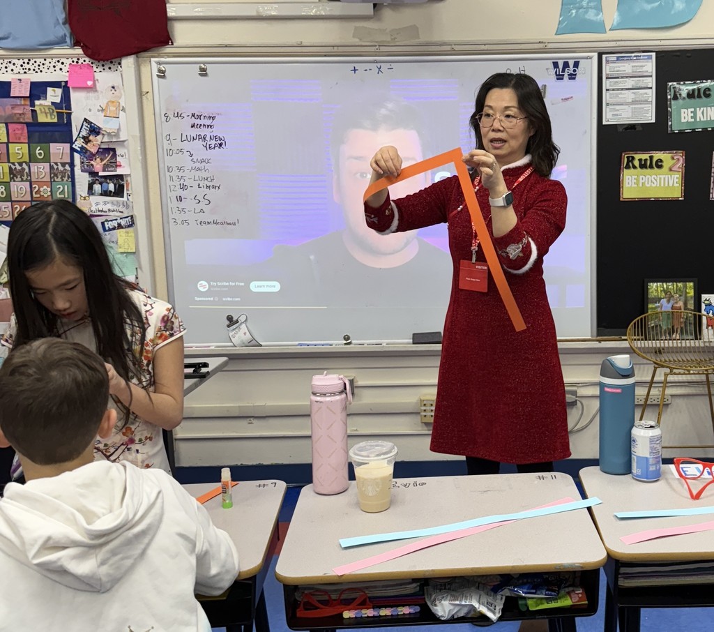 parent leading Lunar New Year craft