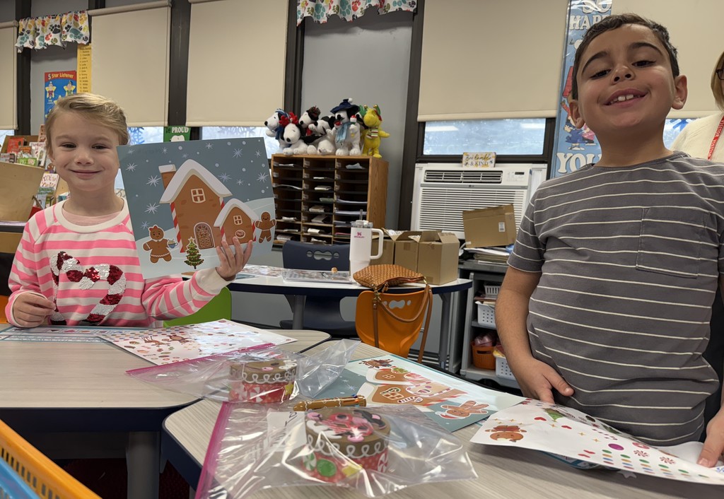students working on gingerbread craft