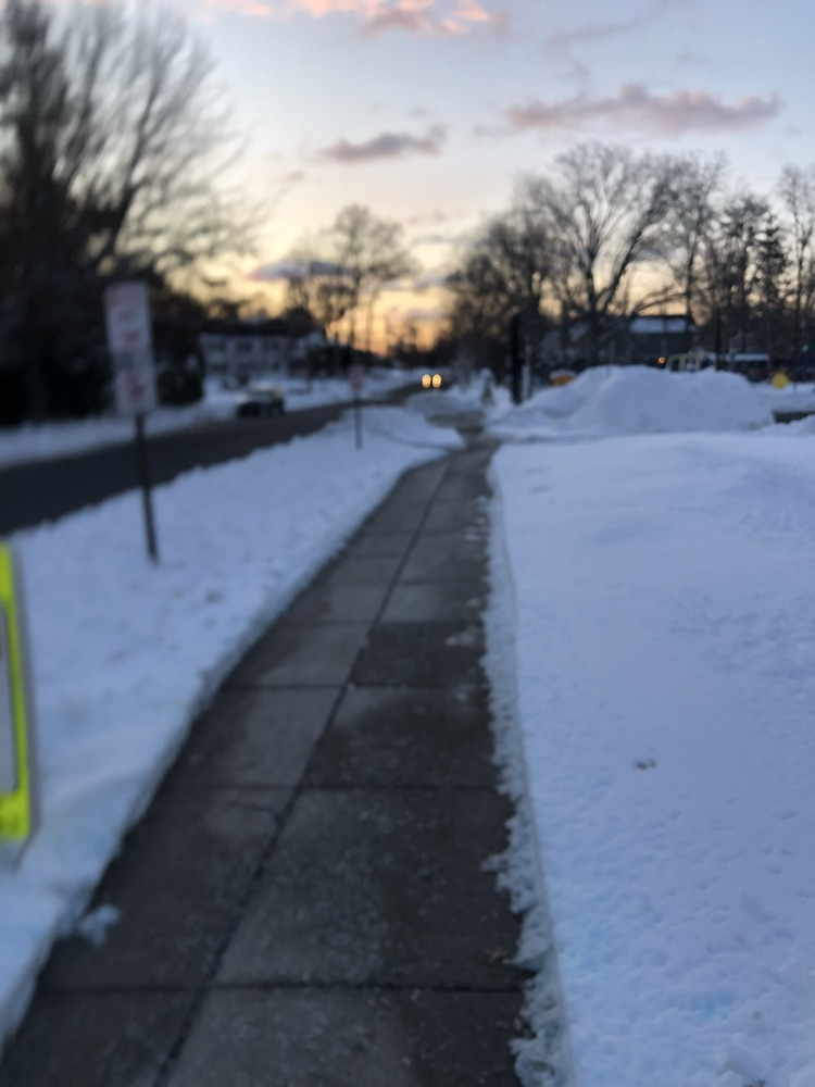 sidewalk cleared of snow