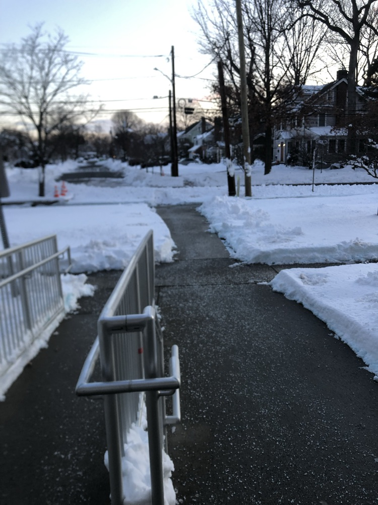 walkway cleared of snow