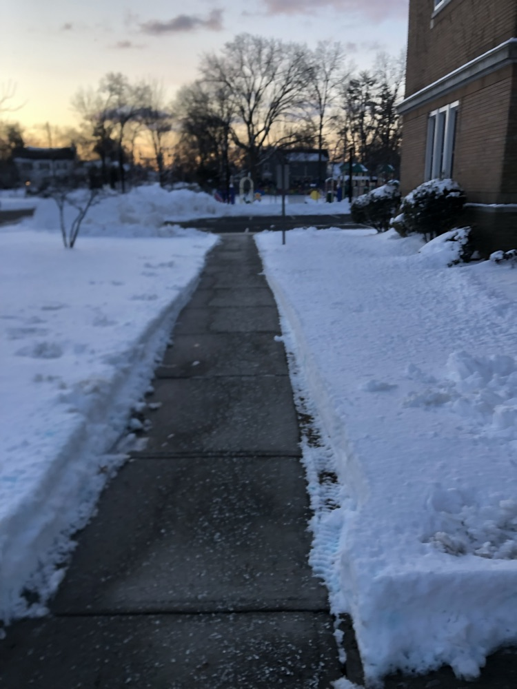 walkway cleared of snow