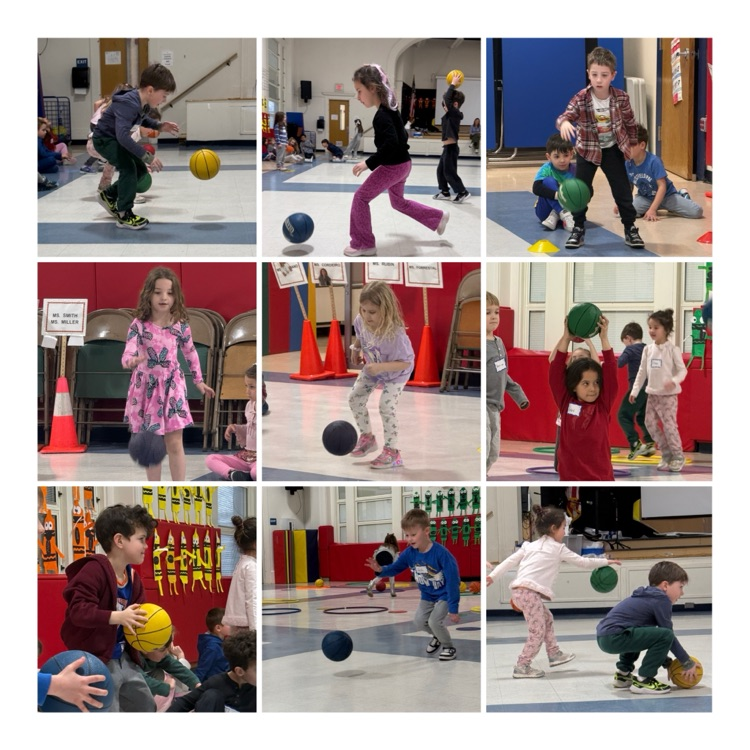 students engaged in a basketball dribbling lesson