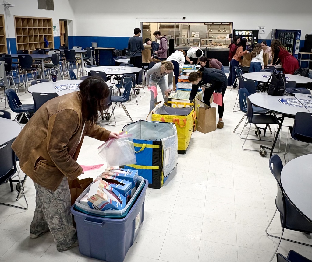 Students packing care bags