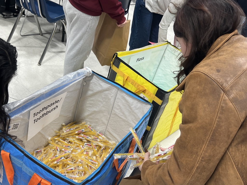 Students packing care bags
