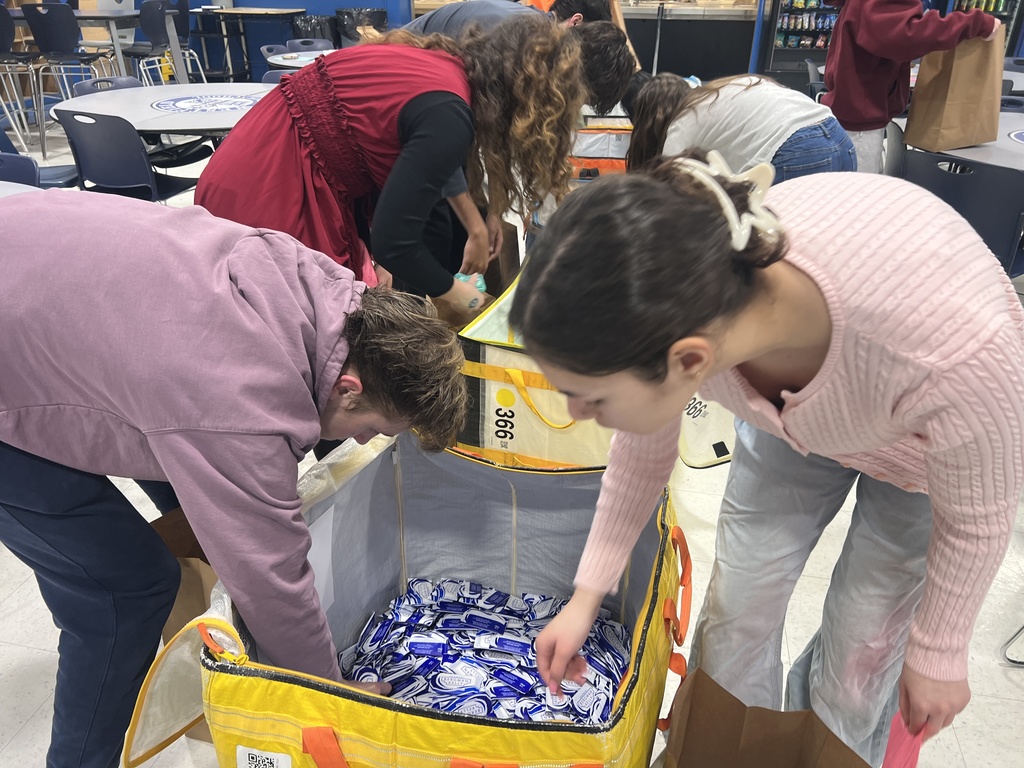 Students packing care bags
