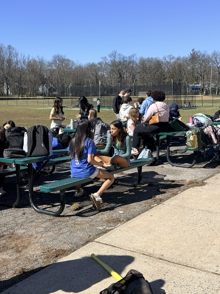 students outside at tables